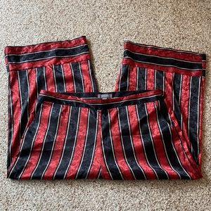 Primark Black Red Striped Floral Pajama Pant With Pockets Size 16